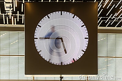 Schiphol Real Time Clock in Amsterdam, Netherlands Editorial Stock Photo