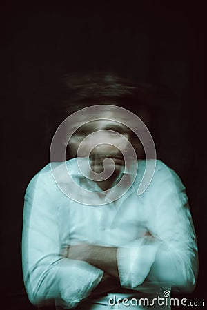 schizophrenic blurred portrait of a psychopathic man with mental disorders and disorders Stock Photo