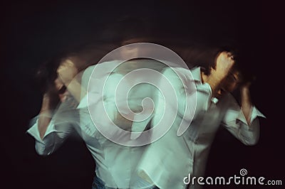 schizophrenic blurred portrait of a psychopathic man with mental disorders and disorders Stock Photo