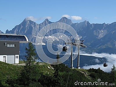 Schladming, Austria, Reiteralm cableway, view of Dachstein Editorial Stock Photo