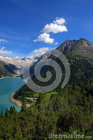 Alpine summer landscape of Schlegeisspeicher lake in the Ziller Alps, Austria Stock Photo