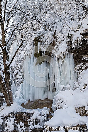 Schleier waterfall in winter Stock Photo