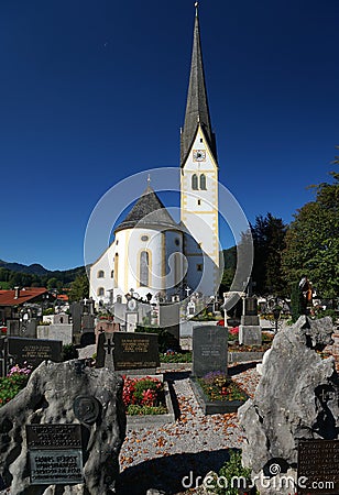 Schliersee Church and Cemetery Editorial Stock Photo