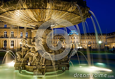 Schlossplatz Fountain in Stuttgart, Germany Stock Photo