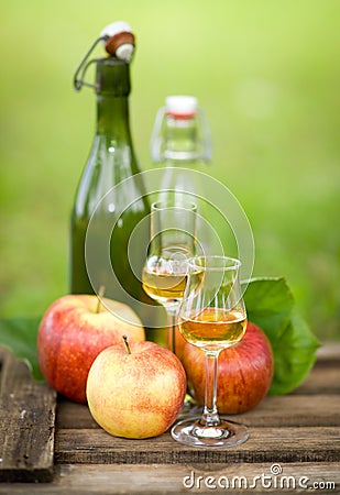 Schnapps and apples Stock Photo