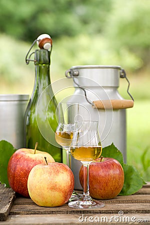 Schnapps and apples Stock Photo