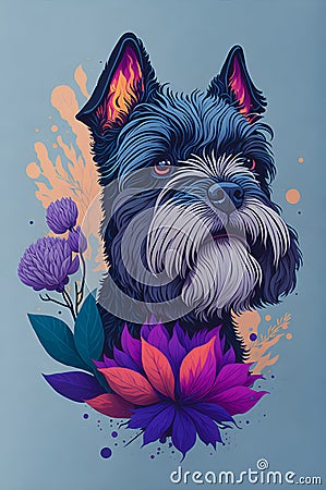 Schnauzer face in designed for art and painting. Stock Photo