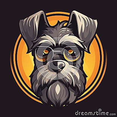 Schnauzer Logo: Dark Silver And Amber Glasses Illustration Stock Photo