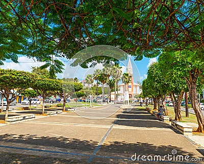 Schoelcher square in Sainte Anne, Guadeloupe Stock Photo