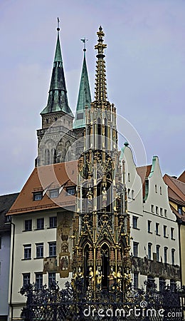 Schoener Brunnen, Nuremberg Stock Photo