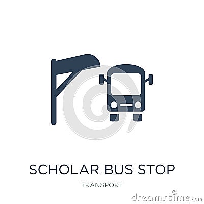 scholar bus stop icon in trendy design style. scholar bus stop icon isolated on white background. scholar bus stop vector icon Vector Illustration