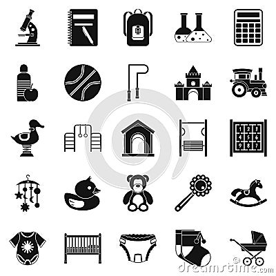 Scholar icons set, simple style Vector Illustration