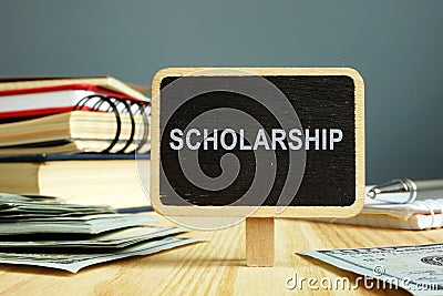 Scholarship concept. Notebooks and money for education Stock Photo