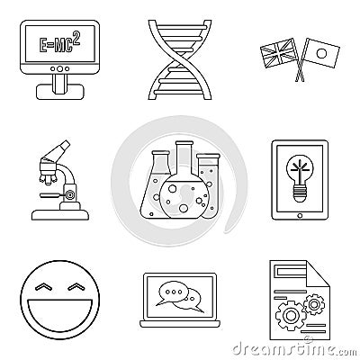 Scholarship icons set, outline style Vector Illustration