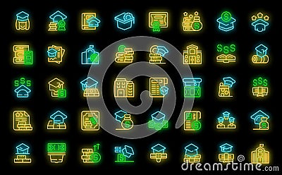 Scholarship icons set vector neon Vector Illustration