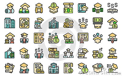 Scholarship icons set vector line color Stock Photo