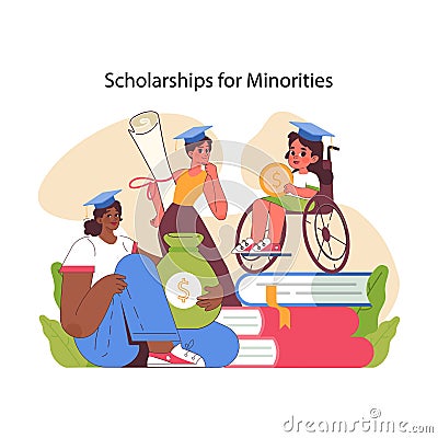 Scholarships for minorities. Flat vector illustration Vector Illustration