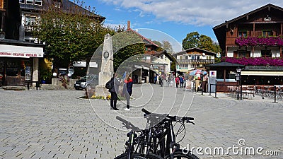 Schonau am Konigssee, Germany - October 22, 2023: Luitpold von Bayern monument at the Marktplatz main square in Editorial Stock Photo