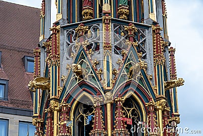 Schoner Brunnen fountain Located on the Hauptmarkt square in Nuremberg, Germany Editorial Stock Photo