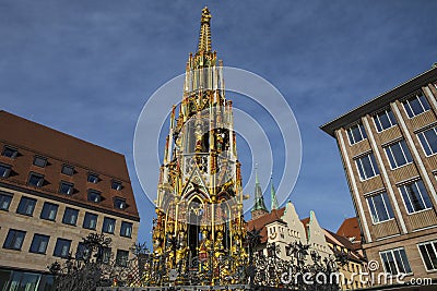 Schoner Brunnen in Nuremberg Stock Photo