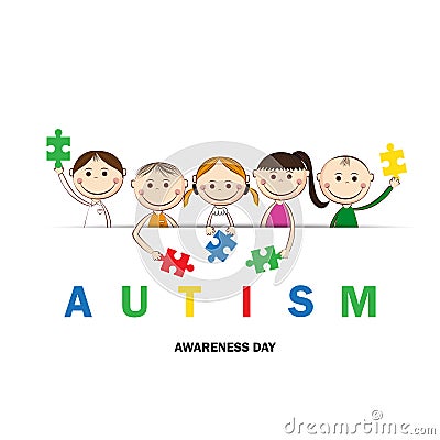 Autism awareness day. Colorful illustration. White background Vector Illustration