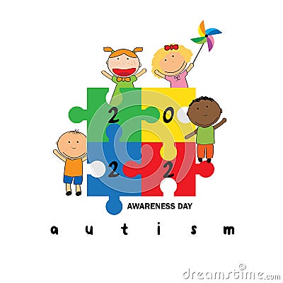 Autism awareness day. Colorful illustration. White background Vector Illustration