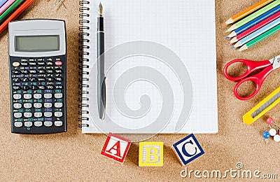 School accessories on Ñorkboard. School concept Stock Photo