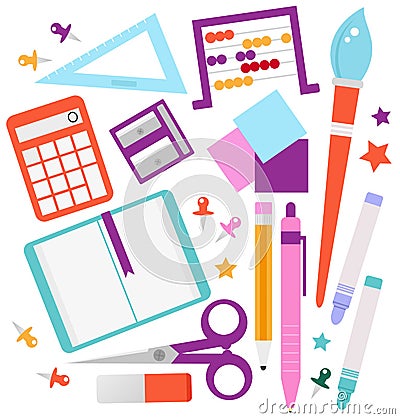 School accessories set Vector Illustration