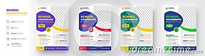 School admission flyer design set. back to school flyer design set. Back to school admission flyer. Cartoon Illustration