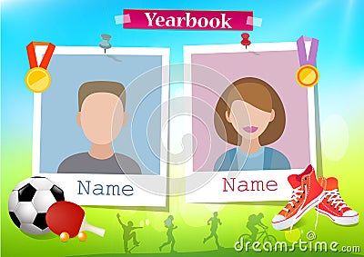 School album yearbook and sport Vector Illustration