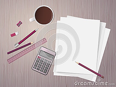 School background with school supplies Vector Illustration