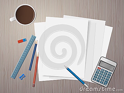 School background with school supplies Vector Illustration