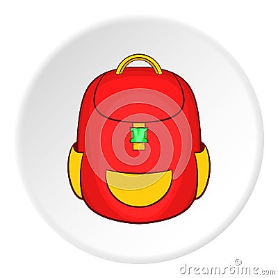 School backpack icon, cartoon style Vector Illustration