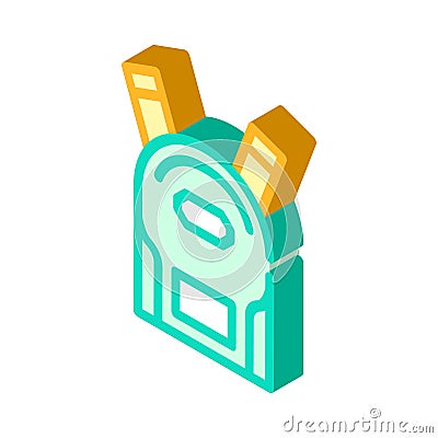 School backpack isometric icon vector illustration sign Vector Illustration