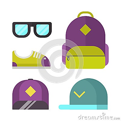 School bag and fashion accessory icons vector illustration . Vector Illustration