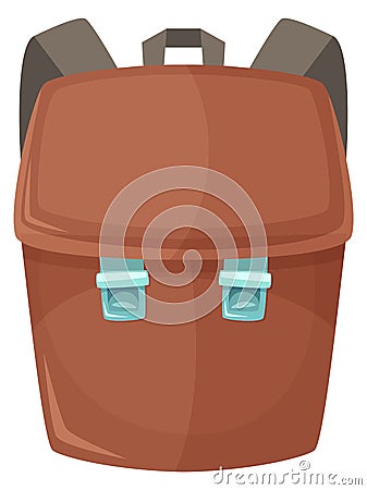 School bag icon. Cartoon leather kid backpack Vector Illustration