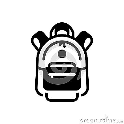Black solid icon for School Bag, education and luggage Vector Illustration