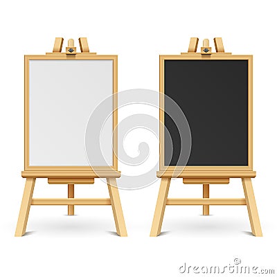 School black and white blank boards on easel vector illustration Vector Illustration