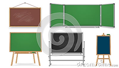 School Blackboards Realistic Set Vector Illustration