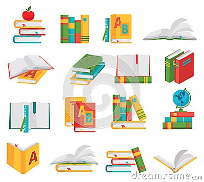 School Books Icon Set Vector Illustration