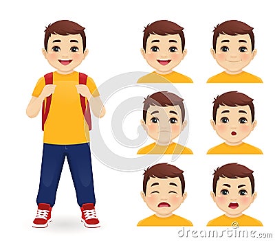 School boy emotions Vector Illustration