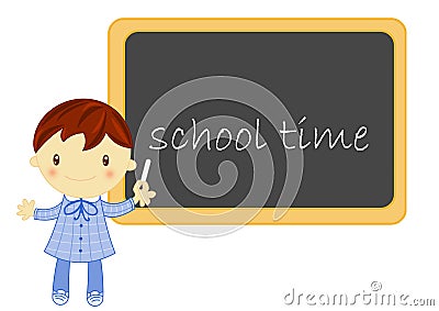 School boy with blackboard Stock Photo