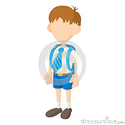 School boy icon, cartoon style Vector Illustration