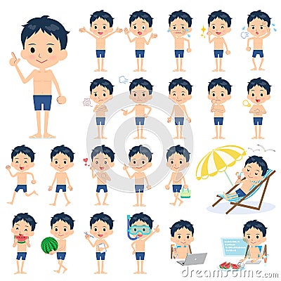 School boy regular Swimwear style Vector Illustration