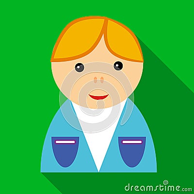 School boy in uniform icon, flat style Vector Illustration