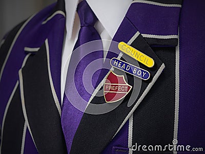 School boys blazer with school badges Stock Photo