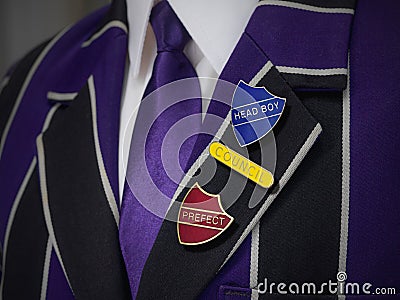 School boys blazer with school badges Stock Photo