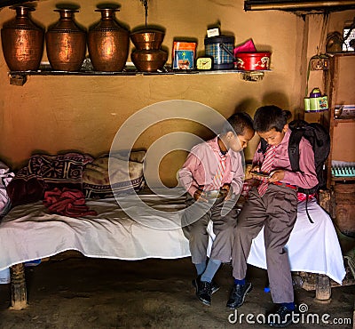 School boys Nepal Editorial Stock Photo