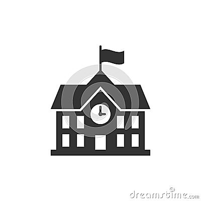 School building icon in flat style. College education vector ill Vector Illustration