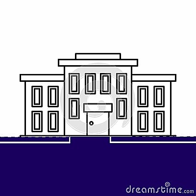 School building icon, outline style Vector Illustration